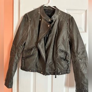Blu Pepper Brown leather jacket with double pockets